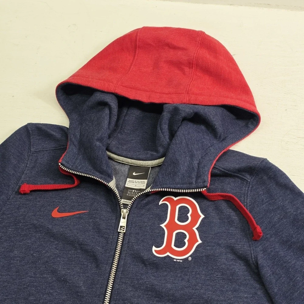 Nike MLB Boston Red Sox Baseball Full Zip Blue Hoodie Jacket Youth Boys Sz L EUC
